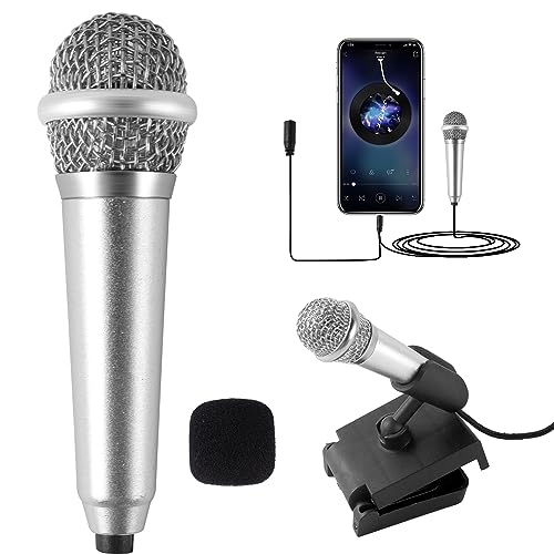 Mini-Mikrofon, Mini Karaoke Mikrofon mit 3,5-mm-Universalkabel, Karaoke Microphone Tragbar, für Telefon, Laptop, Computer (Silbrig) von Taekooki