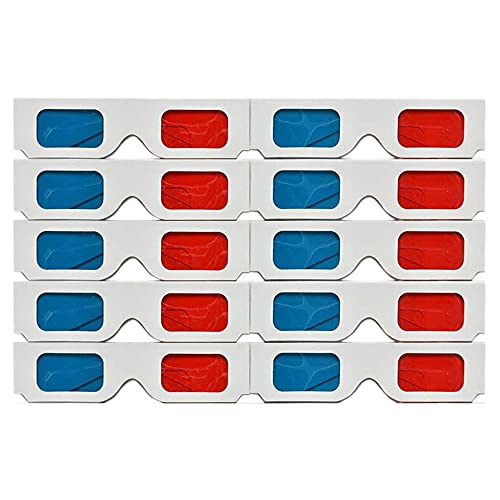 Tagtight 3D-Papier Brille, 10 Paar 3D Stereo Anaglyphen Brille, Stereo Objektive 3D-Gläser Aus Rotem und Blauem Papier für Filme, TV oder PC-Spiele Tagtight 3D-Papier Brille, 10 Paar 3D Stereo Anaglyphen Brille, Stereo Objektive 3D-Gläser Aus Rotem und Blauem Papier für Filme, TV oder PC-Spiele von Tagtight