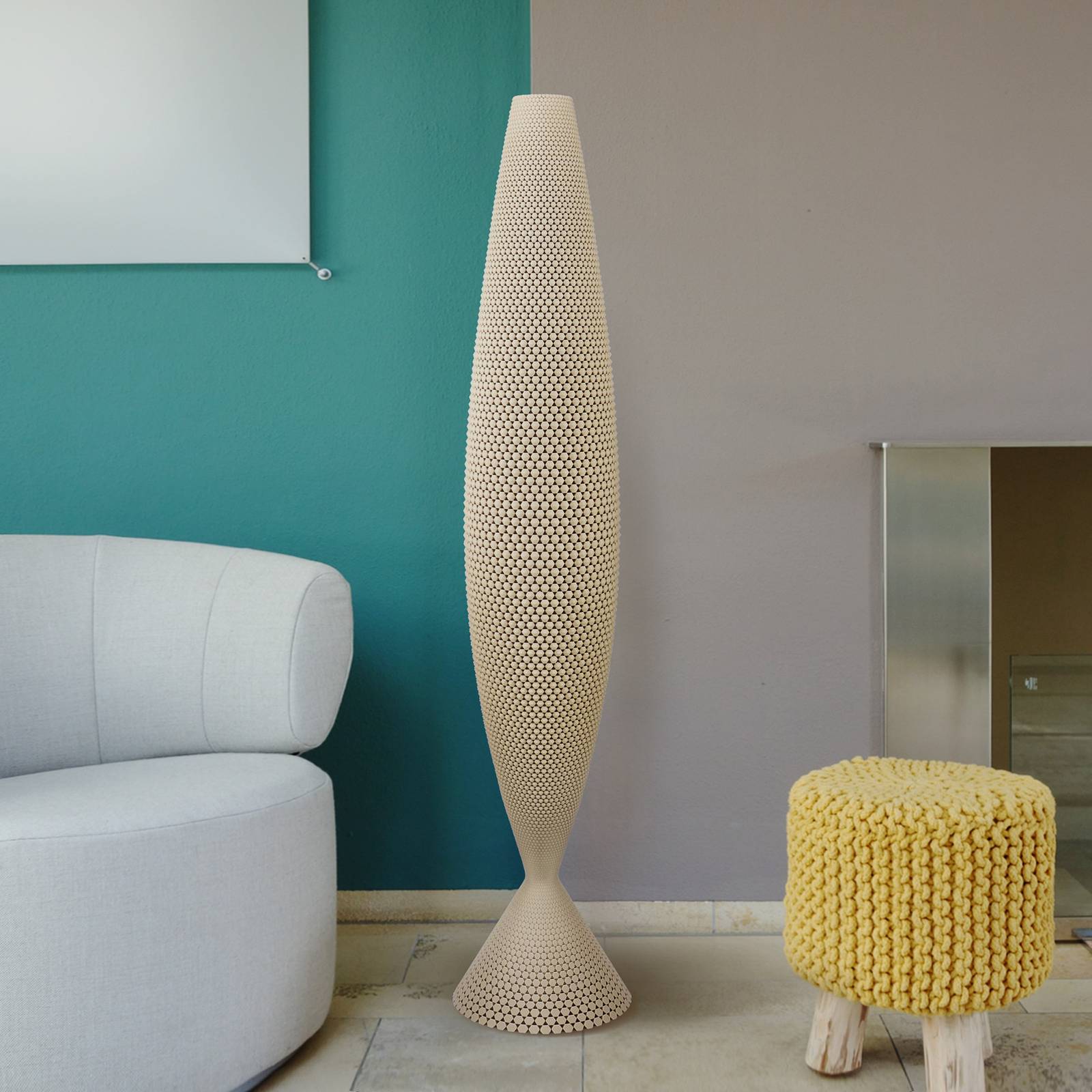 Stehlampe Diamant aus Biomaterial, linen, 115 cm Stehlampe Diamant aus Biomaterial, linen, 115 cm von Tagwerk