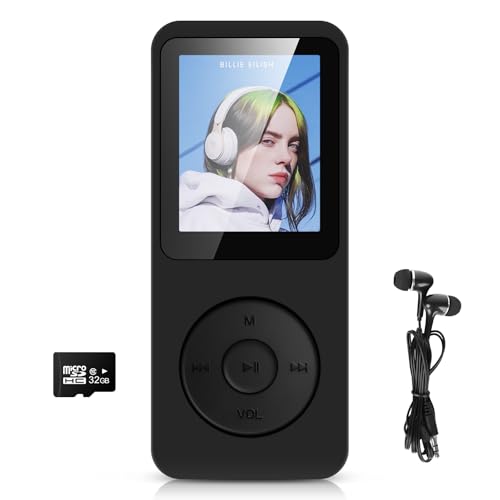 32GB MP3 Player Bluetooth 5.3 mit 1.8" TFT Farbbildschirm mit Kopfhörer, HiFi Musik Kinder MP3 Player mit Lautsprecher, FM-Radio, E-Book, Aufnahme, Unterstützung bis zu 128 GB, Schwarz 32GB MP3 Player Bluetooth 5.3 mit 1.8" TFT Farbbildschirm mit Kopfhörer, HiFi Musik Kinder MP3 Player mit Lautsprecher, FM-Radio, E-Book, Aufnahme, Unterstützung bis zu 128 GB, Schwarz von Taichaeu