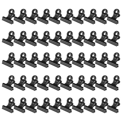Taicols 50 Stück Kleine Bulldogge Büroklammern, Multi-function Binder Clip, 22mm Metall klammern, Metall Scharnier Clips Briefklemmer für Tags Taschen, Fotos, Zeichnungen, Kunsthandwerk (Schwarz) von Taicols