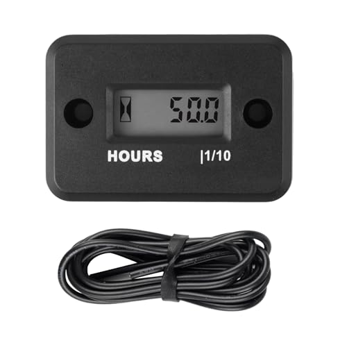 Taikemeti Self Powered Digital/LCD Digital Hour Meter Built-in Batterie Wasserdicht ABS Verwendung für Kettensägen Rasenmäher Motorräder Vergaser ATVs Motocross Bikes Generatoren Traktoren von Taikemeti