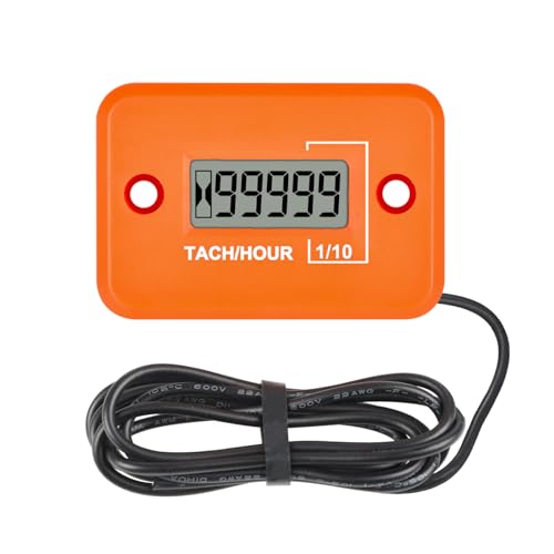 Taikemeti Tachometer Stundenzähler,4-Takt Design & zeigt Echtzeit RPM Total akkumulierte Zeit, Wasserdichtes Design für Motorräder ATV Schneemobile Generatoren (Orange-4) von Taikemeti