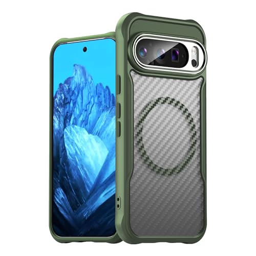 TailTech Hülle für Google Pixel 9 Pro Hülle, Halb-Transparente PC und TPU Rahmen, kompatibel mit Google Pixel 9 Pro [Oliven-grün] von TailTech