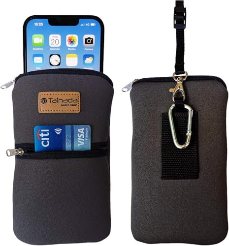 Tainada Schutzhülle für Herren und Damen, Neopren, stoßfest, mit Reißverschluss, mit Karabiner, Umhängeband, Gürtelschlaufe, Holster für iPhone 14/13 Pro Max, 14 Plus, Samsung S22+, Grau Tainada Schutzhülle für Herren und Damen, Neopren, stoßfest, mit Reißverschluss, mit Karabiner, Umhängeband, Gürtelschlaufe, Holster für iPhone 14/13 Pro Max, 14 Plus, Samsung S22+, Grau von Tainada
