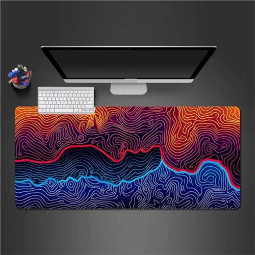 Gaming Mauspad XXL 800x400x2mm Große Maus Pad Wasserabweisend mit Haltbar Genähten Kanten für PC, Laptop Verbessert Präzision und Geschwindigkei(Blau Orange) von Tainrun