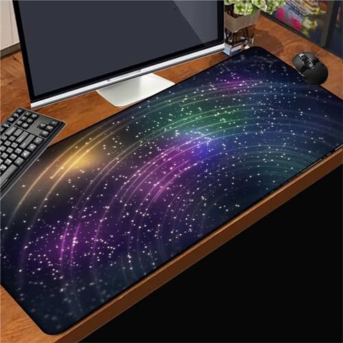 Mauspad,Groß XXL Gaming Mauspad Extended Large Galaxiennebel Mouse Pad Premium-Strukturiertes Rutschfestes mit Genähten Kanten Schreibtisch Matte für Notebooks, PC 1200x600x2mm von Tainrun