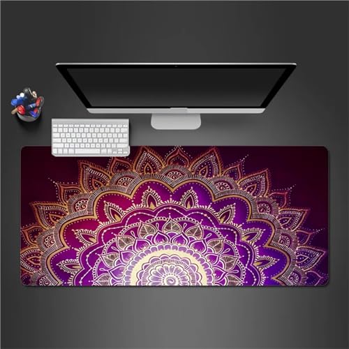 Tainrun Mauspad,Groß XXL Gaming Mauspad Extended Large Lila Mandala Mouse Pad Premium-Strukturiertes Rutschfestes mit Genähten Kanten Schreibtisch Matte für Notebooks, PC 1200x600x2mm von Tainrun