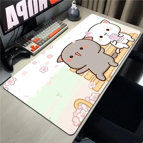 Mauspad,Groß XXL Gaming Mauspad Extended Large Niedliche Katze Cartoon Mouse Pad Premium-Strukturiertes Rutschfestes mit Genähten Kanten Schreibtisch Matte für Notebooks, PC 1000x500x3mm von Tainrun