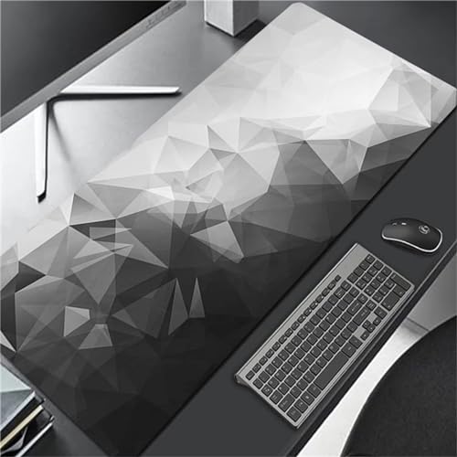 Mauspads Gaming 1000x500x3mm Tischunterlage Large Size Großes Mauspad Vernähte Kanten rutschfest Mousepad für PC Laptop Tastatur Matte (Schwarz Weiß Geometrisch) von Tainrun