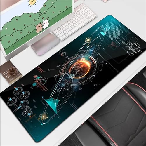 Tainrun Gaming Mauspad XXL 600x300mm Cartoon Katze Strand übergroßes Mousepad Vernähte Kanten Schreibtischunterlage Einfach Zu Reinigen für PC,Laptop von Tainrun