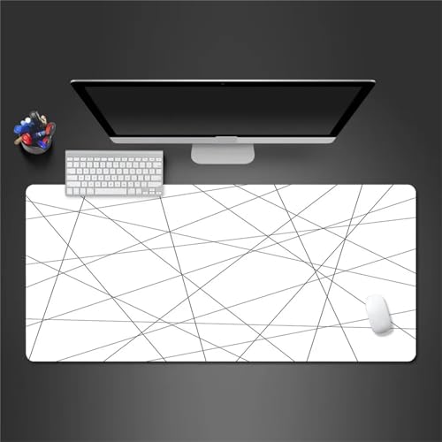 Tainrun Gaming Mauspad XXL 600x400x2mm Große Maus Pad Wasserabweisend mit Haltbar Genähten Kanten für PC, Laptop Verbessert Präzision und Geschwindigkei(Schwarz Weißer Strich) von Tainrun