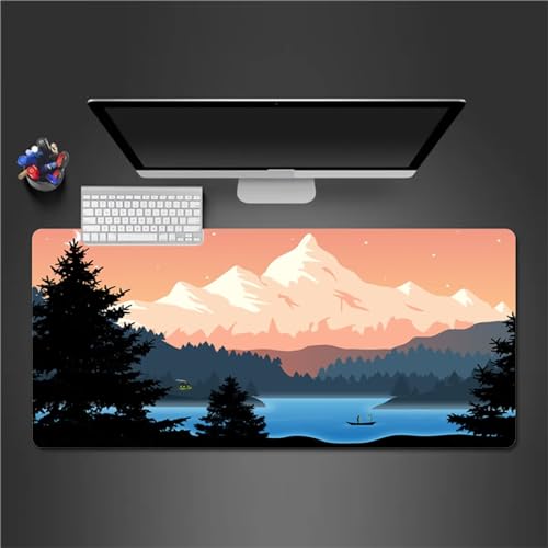 Tainrun Mauspad,Groß XXL Gaming Mauspad Extended Large Berg Dschungel See Mouse Pad Premium-Strukturiertes Rutschfestes mit Genähten Kanten Schreibtisch Matte für Notebooks, PC 600x300x2mm von Tainrun