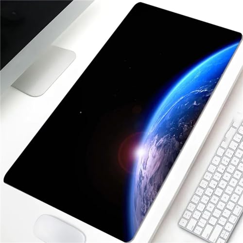 Tainrun Mauspad,Groß XXL Gaming Mauspad Extended Large Blaue Erde Universum Mouse Pad Premium-Strukturiertes Rutschfestes mit Genähten Kanten Schreibtisch Matte für Notebooks, PC 1000x500x3mm von Tainrun