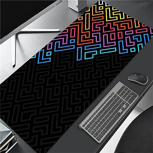 Tainrun Mauspad,Groß XXL Gaming Mauspad Extended Large Geometrisch Bunt Mouse Pad Premium-Strukturiertes Rutschfestes mit Genähten Kanten Schreibtisch Matte für Notebooks, PC 1000x500x3mm von Tainrun