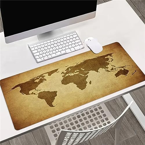 Tainrun Mauspad,Groß XXL Gaming Mauspad Extended Large Retro-Weltkarte Mouse Pad Premium-Strukturiertes Rutschfestes mit Genähten Kanten Schreibtisch Matte für Notebooks, PC 1200x600x3mm von Tainrun