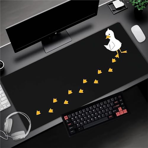 Tainrun Mauspad,Groß XXL Gaming Mauspad Extended Large Schwarz Niedliche Ente Mouse Pad Premium-Strukturiertes Rutschfestes mit Genähten Kanten Schreibtisch Matte für Notebooks, PC 700x400x3mm von Tainrun