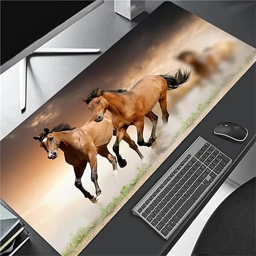 Tainrun Mauspad,Groß XXL Gaming Mauspad Extended Large Tier Pferd Mouse Pad Premium-Strukturiertes Rutschfestes mit Genähten Kanten Schreibtisch Matte für Notebooks, PC 600x300x2mm von Tainrun
