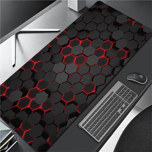 XXL Gaming Mauspad 1200x600x2mm Large Keyboard Mousepad Non-Slip Rubber Base Desk Mat Special Surface to Improves Precision and Speed (Schwarz Rot) von Tainrun