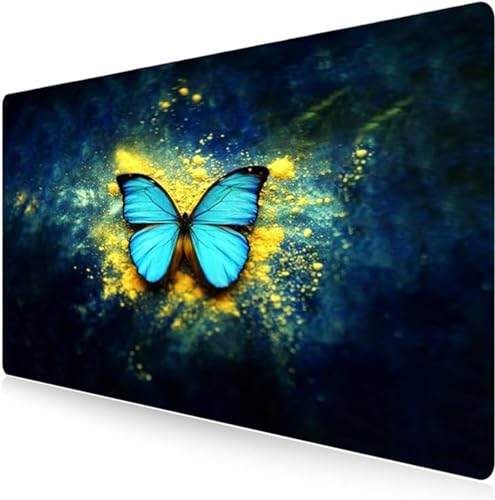XXL Gaming Mauspad 700x400x2mm Large Keyboard Mousepad Non-Slip Rubber Base Desk Mat Special Surface to Improves Precision and Speed (Blauer Schmetterling) von Tainrun