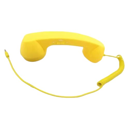 Tainrunse Retro-Telefonempfänger für Handyempfänger, Retro, 3,5 mm, Telefonhörer mit einstellbarer Lautstärke, Mikrofon, Handy-Zubehör, Gelb von Tainrunse