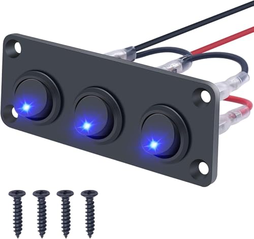 Taiss/3 Gang schalter panel 12v DC Runden 20A 3 polig EIN/AUS SPST Blaue LED Schalterkontrolle für Auto oder Schiff KCD2-102N-BU-XBZ von Taiss