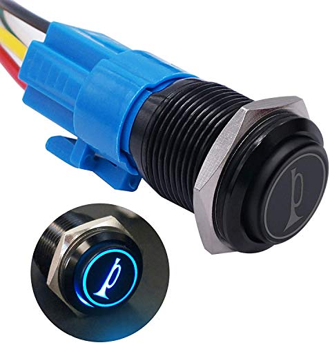 Taiss /19MM Momentan Hupentaste Druckschalter 12V DC, Blau LED Licht Druckknopfschalter mit vorverdrahtetem Stecker ; Für Lautsprecher, Hörner, Autos und Boote BK-GLB19-BU Taiss /19MM Momentan Hupentaste Druckschalter 12V DC, Blau LED Licht Druckknopfschalter mit vorverdrahtetem Stecker ; Für Lautsprecher, Hörner, Autos und Boote BK-GLB19-BU von Taiss