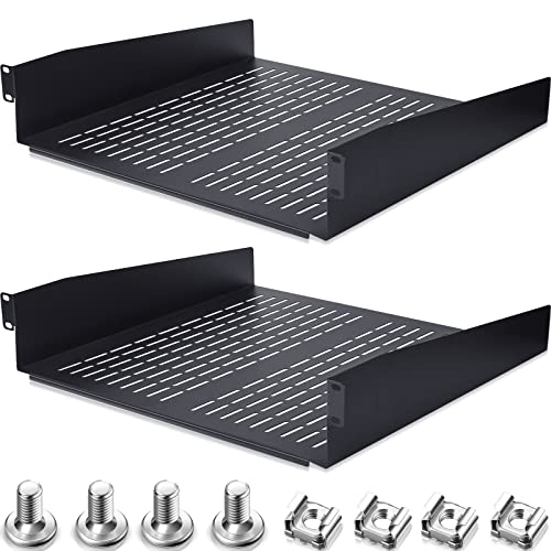 2 Stück Rack Shelf Vented Rack Mount Shelf Universal Heavy Duty Server Rack Shelf for 19 Inch Network Equipment Rack and Cabinet, Weight Capacity 44 lb/ 20 kg, 10 Zoll Deep (2U, 19x16x3.5x3.5) Zoll) von Taiyin