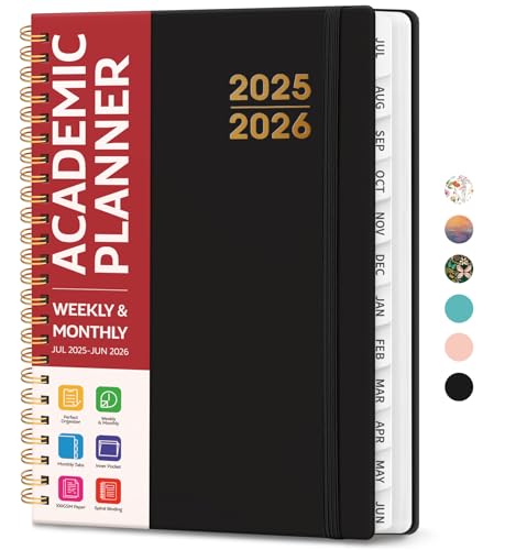 Akademischer Planer 2025-2026 für Frauen & Männer, Monats- und Wochenkalender, Juli 2025 - Juni 2026, A5 (16,0 x 21,6 cm), Lehrer-Schüler-Planungsbuch mit Registern, ideal für Büro-Schulbedarf von Taja