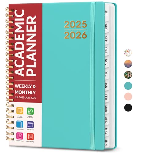 Akademischer Planer 2025-2026 für Frauen & Männer, Monats- und Wochenkalender, Juli 2025 - Juni 2026, A5 (16,0 x 21,6 cm), Lehrer-Schüler-Planungsbuch mit Registern, ideal für Büro-Schulbedarf von Taja