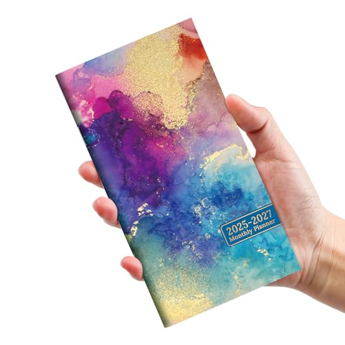 Taschenkalender 2025–2027 für Geldbörse, 2-Jahres-Monatsplaner, Taschenformat, Juli 2025 bis Juni 2027, Monatsplaner klein (16,5 x 8,9 cm), Farbspritzer von Taja