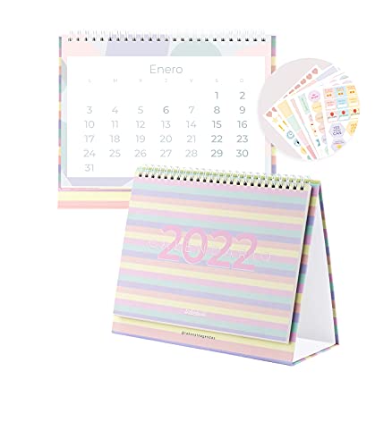 Getränke - Farben - Tischkalender - ein anderes Design pro Monat - zwei Seiten: eine Kalenderseite und ein anderer Planer - - 210 GR - Messpapier: 23 x 17,5 cm von Takenote