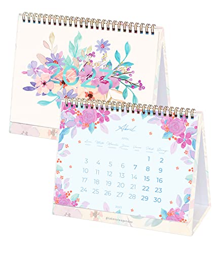 Takenote - Tischkalender Januar 2023 Dezember 2023-26 Seiten - Maße: 23 x 18 cm - Zweisprachig: Spanisch - Englisch - Blumen von Takenote
