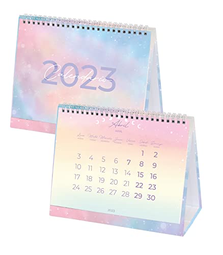 Takenote - Tischkalender Januar 2023 Dezember 2023-26 Seiten - Maße: 23 x 18 cm - Zweisprachig: Spanisch - Englisch - Galaxy von Takenote