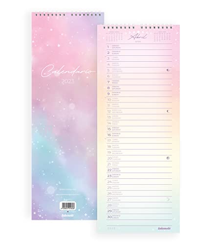 Takenote - Wandkalender Januar 2023 Dezember 2023-28 Seiten - Maße 15,5 x 43 cm - Zweisprachig: Spanisch - Englisch - Galaxy Vertical von Takenote