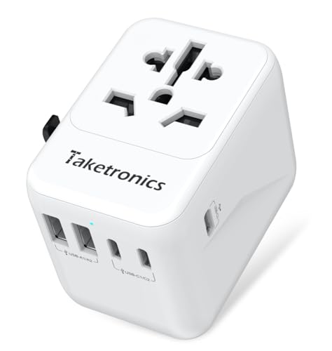 Reiseadapter Weltweit auf US/UK/AUS/CN 224 Länder 2 USB-A und 3 USB-C, Universal für EU USA UK Thailand China Australien Travel Adapter von Taketronics