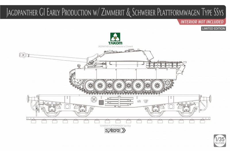 Jagdpanther G1 early production w/Zimmerit & Schwerer Plattformwagen Type SSys - Limited Edition Jagdpanther G1 early production w/Zimmerit & Schwerer Plattformwagen Type SSys - Limited Edition von Takom
