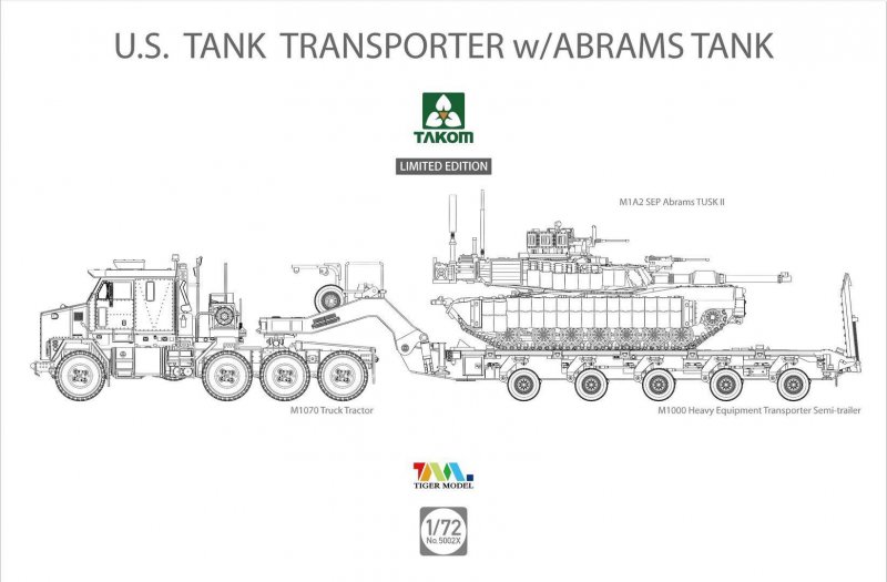 U.S. M1070 & M1000 70 Ton Tank Transporter w/Abrams Tank -  Limited Edition von Takom