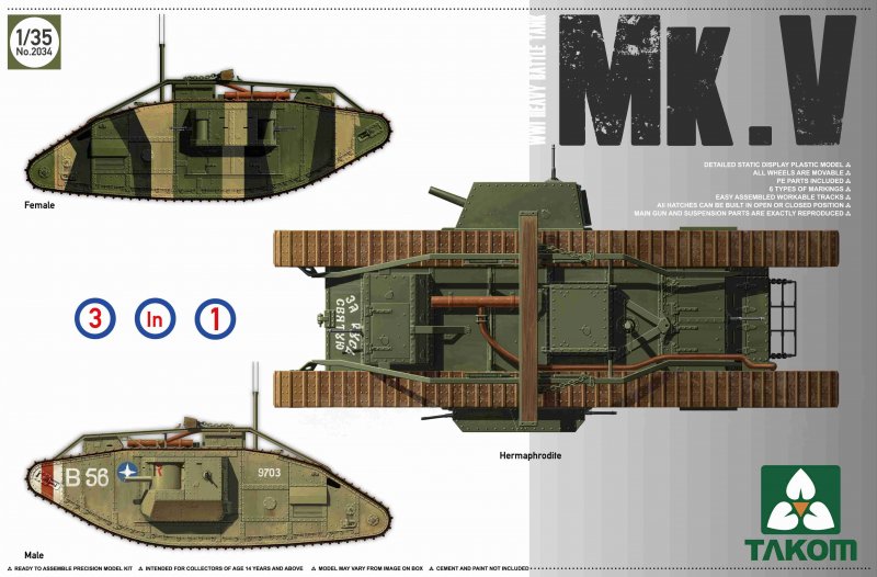 WWI Heavy Battle Tank MarkV 3 in 1 von Takom
