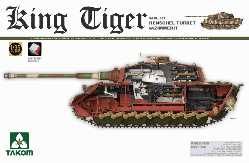WWII German Heavy Tank Sd.KFZ.182 King Tiger Henschel Turret w/Zimmerit WWII German Heavy Tank Sd.KFZ.182 King Tiger Henschel Turret w/Zimmerit von Takom