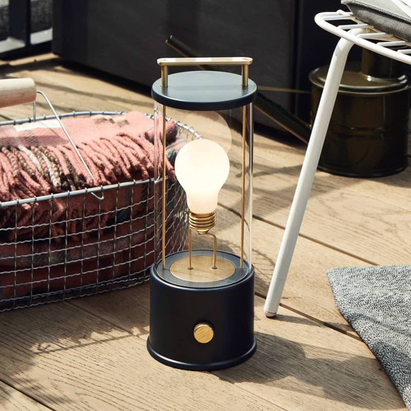 Tala Akku-Tischleuchte Muse Portable, schwarz, Alu, E27 LED von Tala