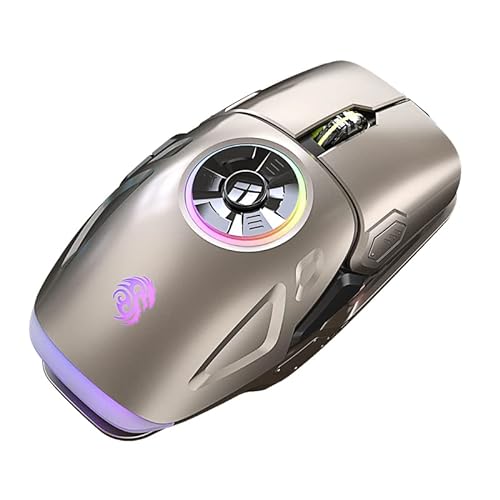 Taleas Gyro-Mouse, Kabellose Maus mit Spinner Funktion. LED Beleuchtung, 5 Funktionstasten, Wireless Bluetooth, Wiederaufladbar USB. Ergonomisch für Beste Produktivität - Grau von Taleas