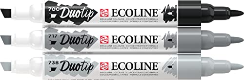 Talens Ecoline Duotip Urban Schwarz-Grau-Set 3 Farben 2 Spitzen Pinsel-Stifte von Talens Japan