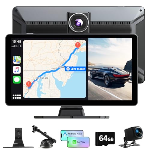 Tallflly 9 Zoll Apple Carplay Display & Android Auto Display mit 4K Dashcam/Rückfahrkamera 1080P HD/Bluetooth/FM/AUX/64G TF/Mirror Link/Sprachsteuerung/Siri/G00gle Assistant/GPS Navigation für Auto Tallflly 9 Zoll Apple Carplay Display & Android Auto Display mit 4K Dashcam/Rückfahrkamera 1080P HD/Bluetooth/FM/AUX/64G TF/Mirror Link/Sprachsteuerung/Siri/G00gle Assistant/GPS Navigation für Auto von Tallflly