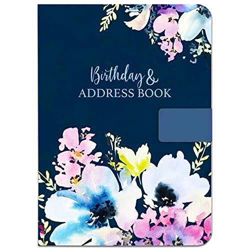 Tallon Adress- und Geburtstagsbuch, A5, Satin, Marineblau, Stoff, Blumenmuster, Magnetverschluss, 21 x 15 cm von Tallon