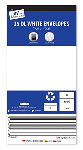 Tallon Just Stationery 4676 Briefumschläge, DL, haftklebend, Weiß, 25 Stück von Tallon