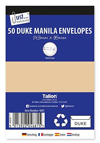 Tallon Just Stationery 4681 Briefumschläge, selbstklebend, Manila, 50 Stück von Tallon