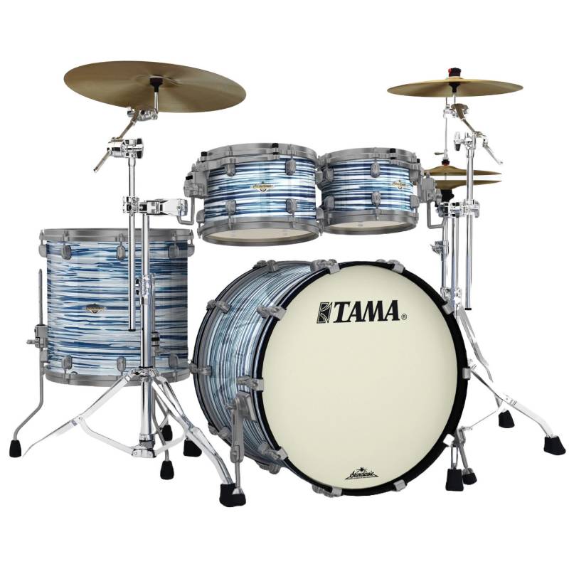 Tama MR42TZUS-BWO Starclassic Maple Blue & White Oyster 4-Piece Shell Set with Black Nickel Hardware von Tama