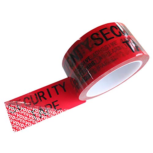 TamperSeals Group - 1 Rolle 100% Total Transfer Manipulationssicheres Sicherheits Klebeband (5,0 cm x 55 Yards x 2 mil, Nicht Zerbrechen "Caution/VoidOpen", Rot) von TamperSeals Group