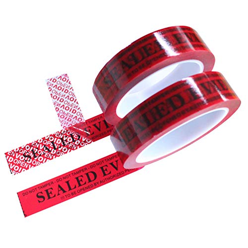 TamperSeals Group - 2 Rollen x 25mm x 50m Rot Precut Sealed Evidence Total-Transfer Typ Sicherheitsklebeband/Tamper Evident Security Tapes/Manipulationssicher Sicherheitssiegel von TamperSeals Group